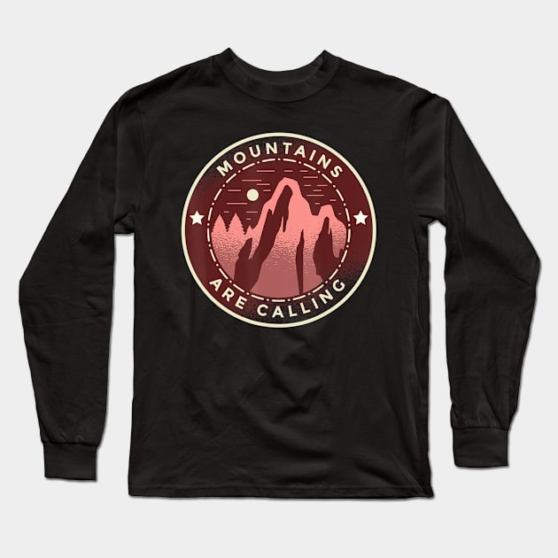 Mountains Are Calling Hiking Mountaineering Retro Vintage Long Sleeve T-Shirt by crowominousnigerian 